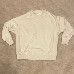 Aerie Down-To-Earth Long Sleeve Sweatshirt Crewneck in Bone